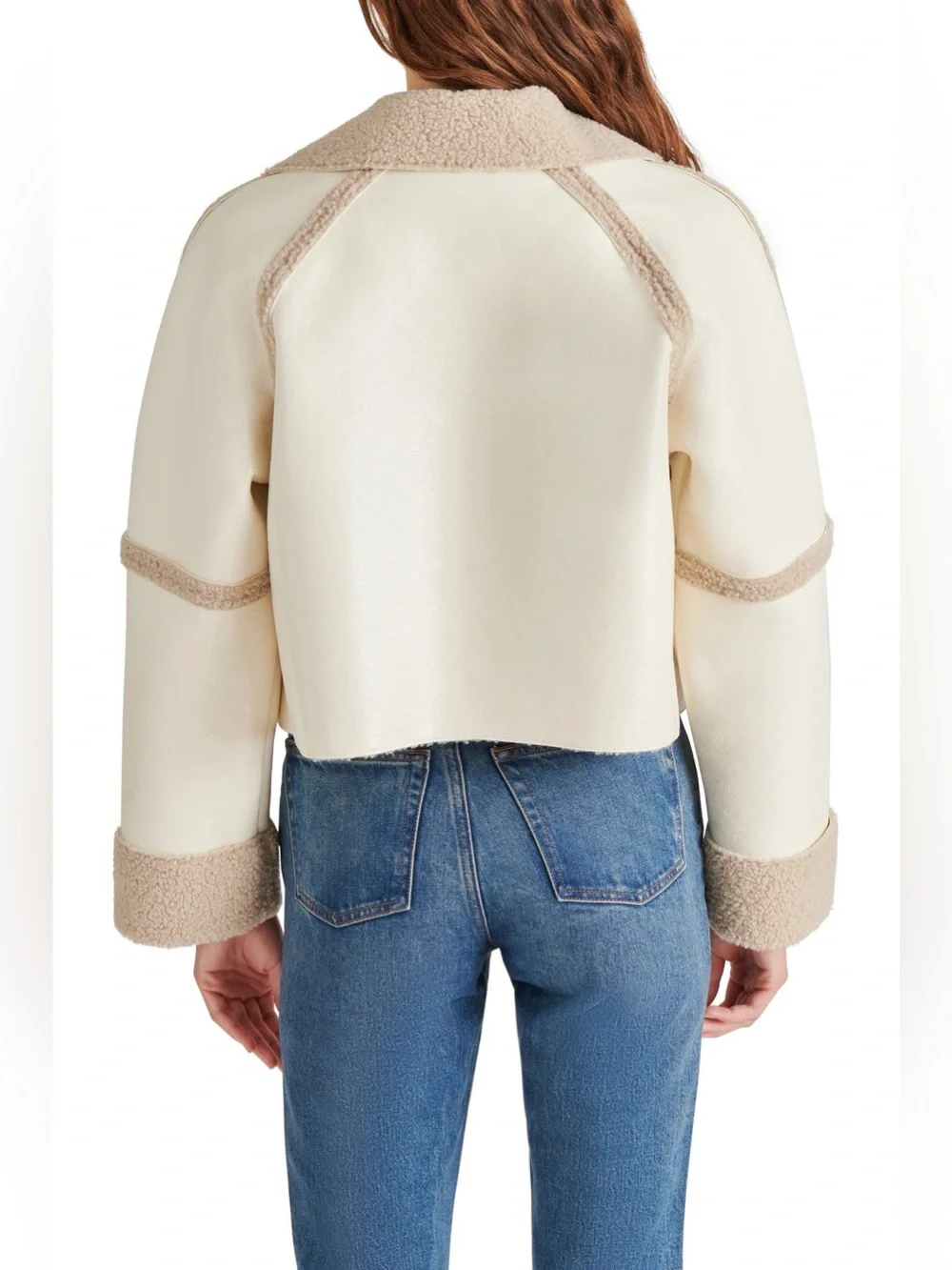 NWT Steve Madden Faux Shearling Trim Faux Leather Jacket Size XL